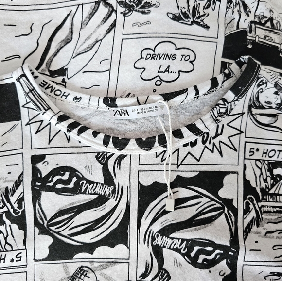 🇪🇦 Zara Black & White Comic Strip Graphic T-Shirt - Picture 9 of 13